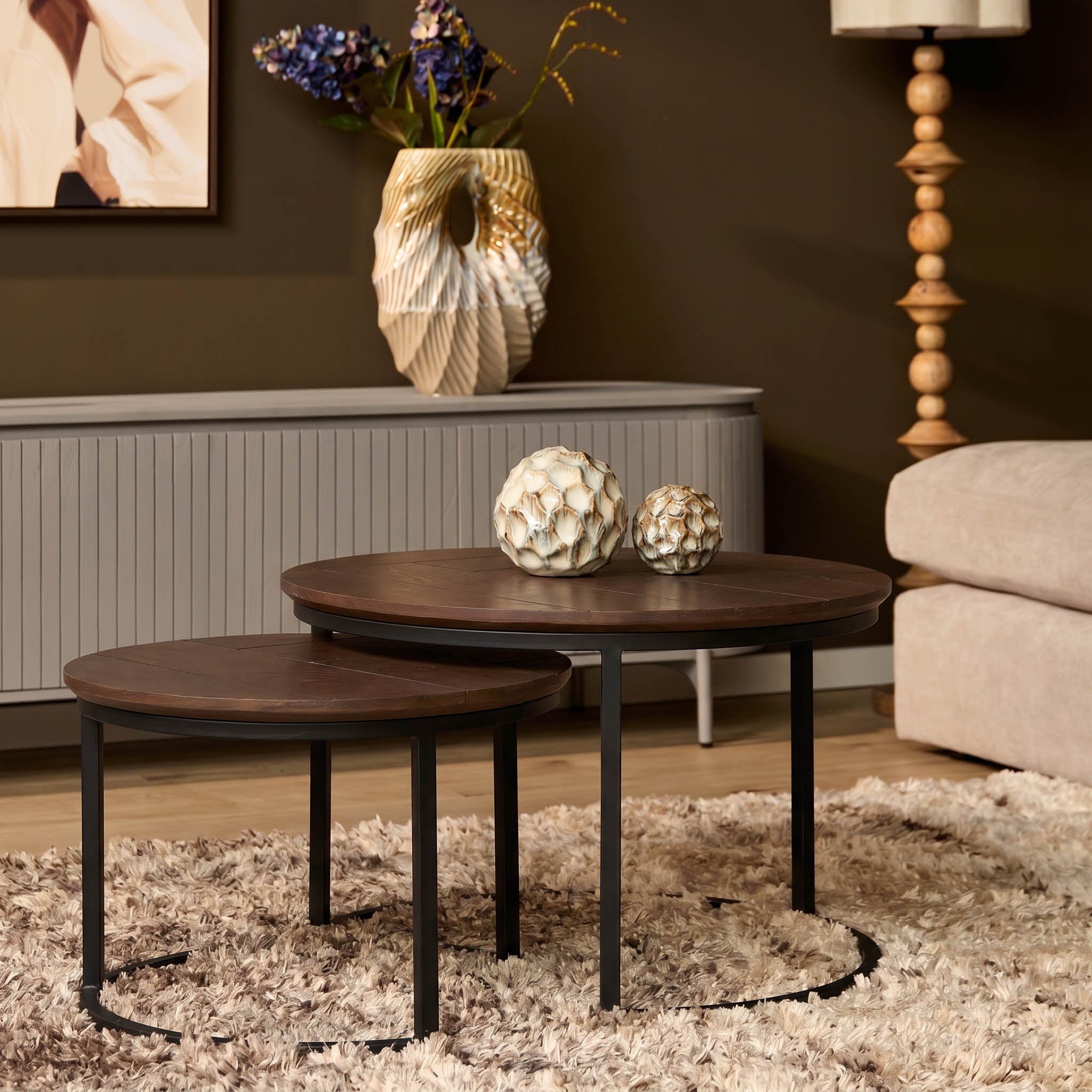 Salontafel Otik Walnut Oak | 70 cm | set van 2