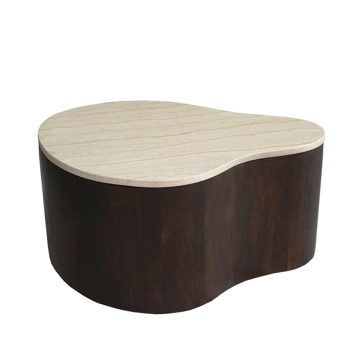 Salontafel Lovi, 77 x 59 cm, marmer op bruin mangohout