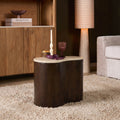 Salontafel Lovi, 50 x 33 cm, marmer op bruin mangohout