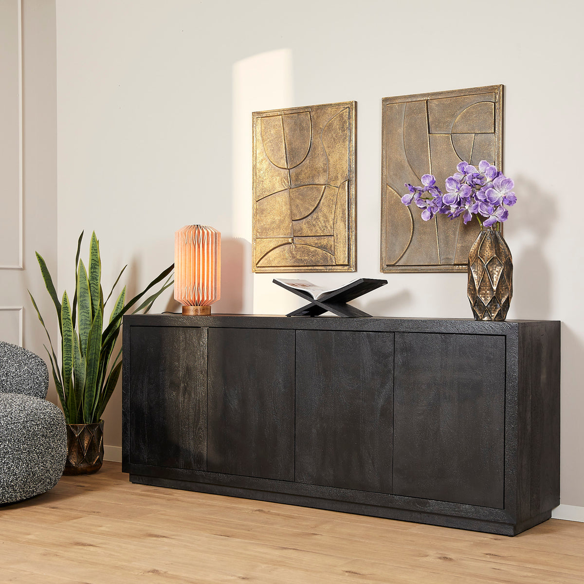 Dressoir Brussel Black 4 deurs | 200 cm