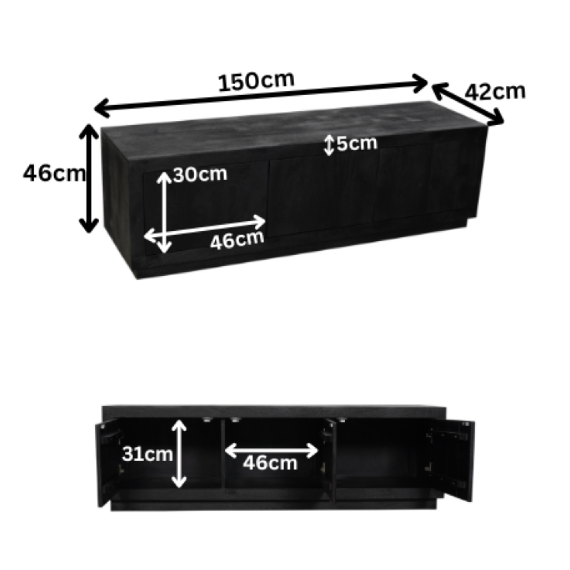 Tv meubel Brussel Black | 150 cm