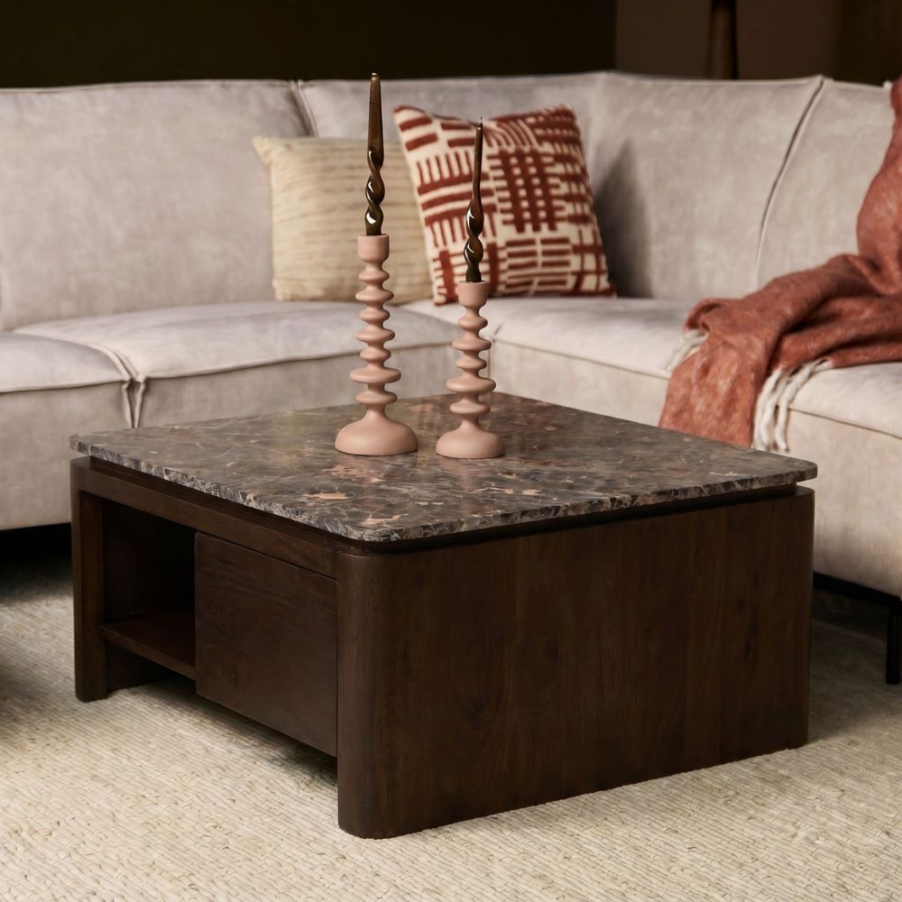 Vierkante Salontafel Dallas Bruin Mangohout 80 cm