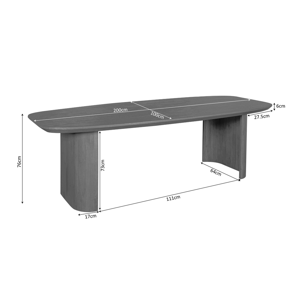 Eettafel Maré, 200 x 100 cm, bruin massief mangohout