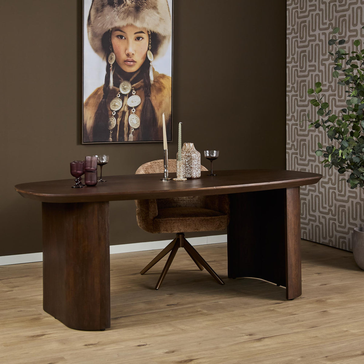 Eettafel Maré, 240 x 100 cm, bruin massief mangohout