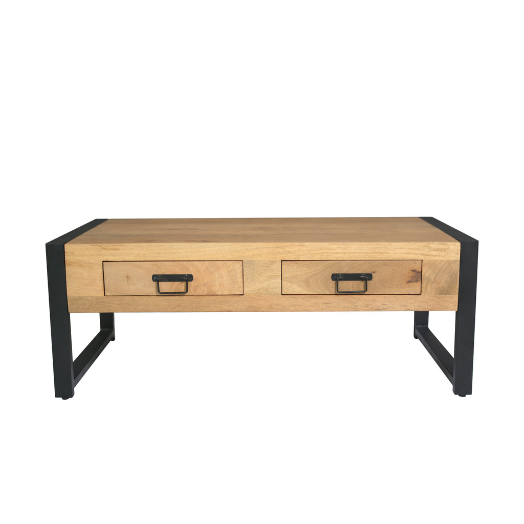 Salontafel Britt, 120 x 60 cm, 2 lades, licht mangohout
