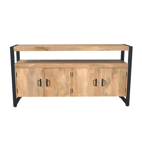 Dressoir Britt, 175 cm, licht mangohout, 4 deuren