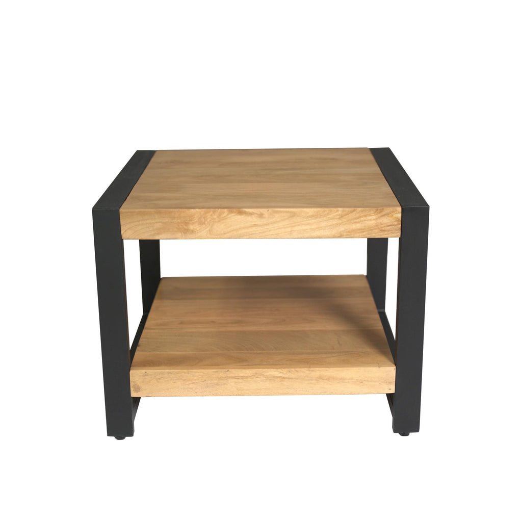 Bijzettafel Britt met onderblad, 60 x 60 cm, naturel mangohout