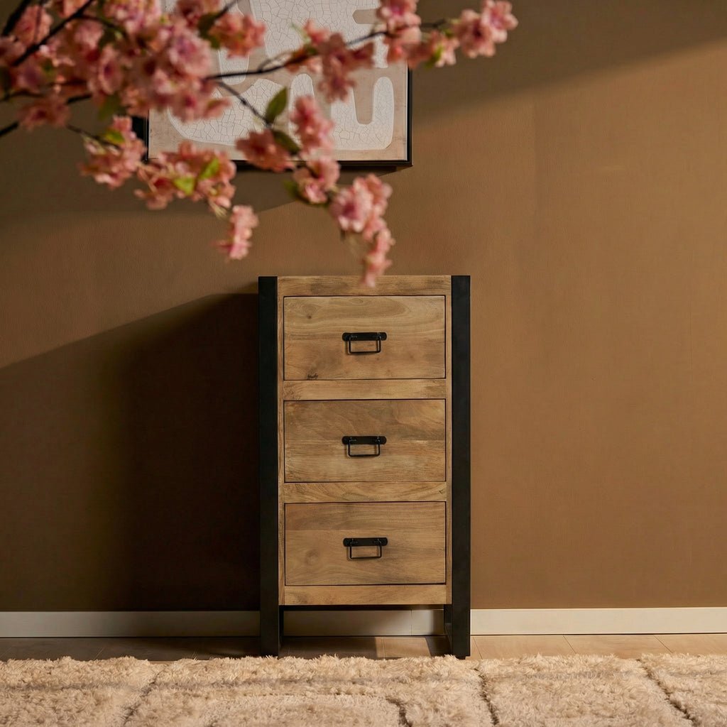 Halkast Britt, 3 lades, 55 cm, naturel mangohout