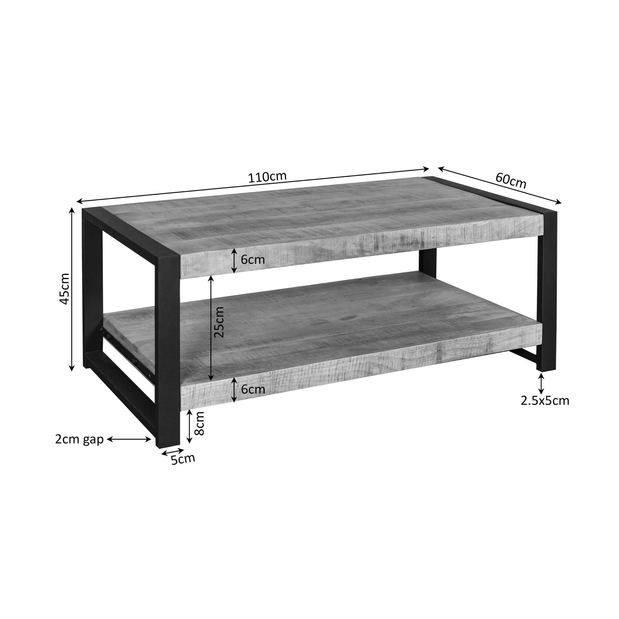 Salontafel Boaz met onderblad | 110 cm