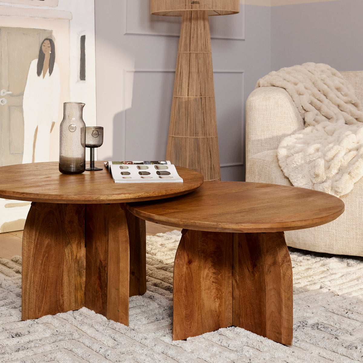 Salontafel Tense, Ø 80 cm, massief mangohout