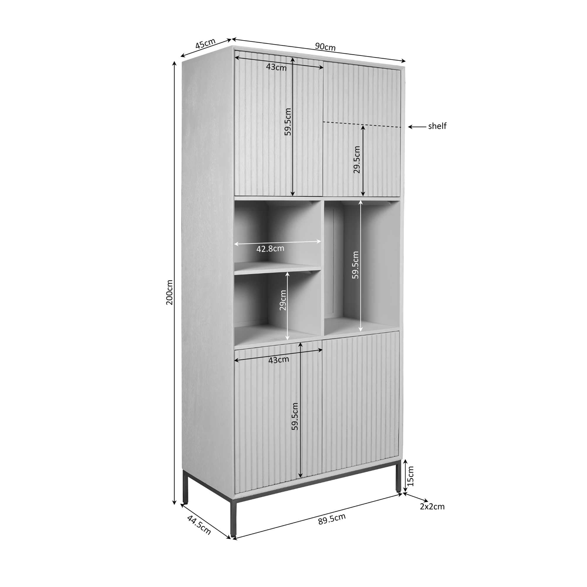 Vakkenkast Madison Brown | 90 cm