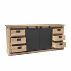 Dressoir Fresno, 200 cm, mangohout, 6 lades