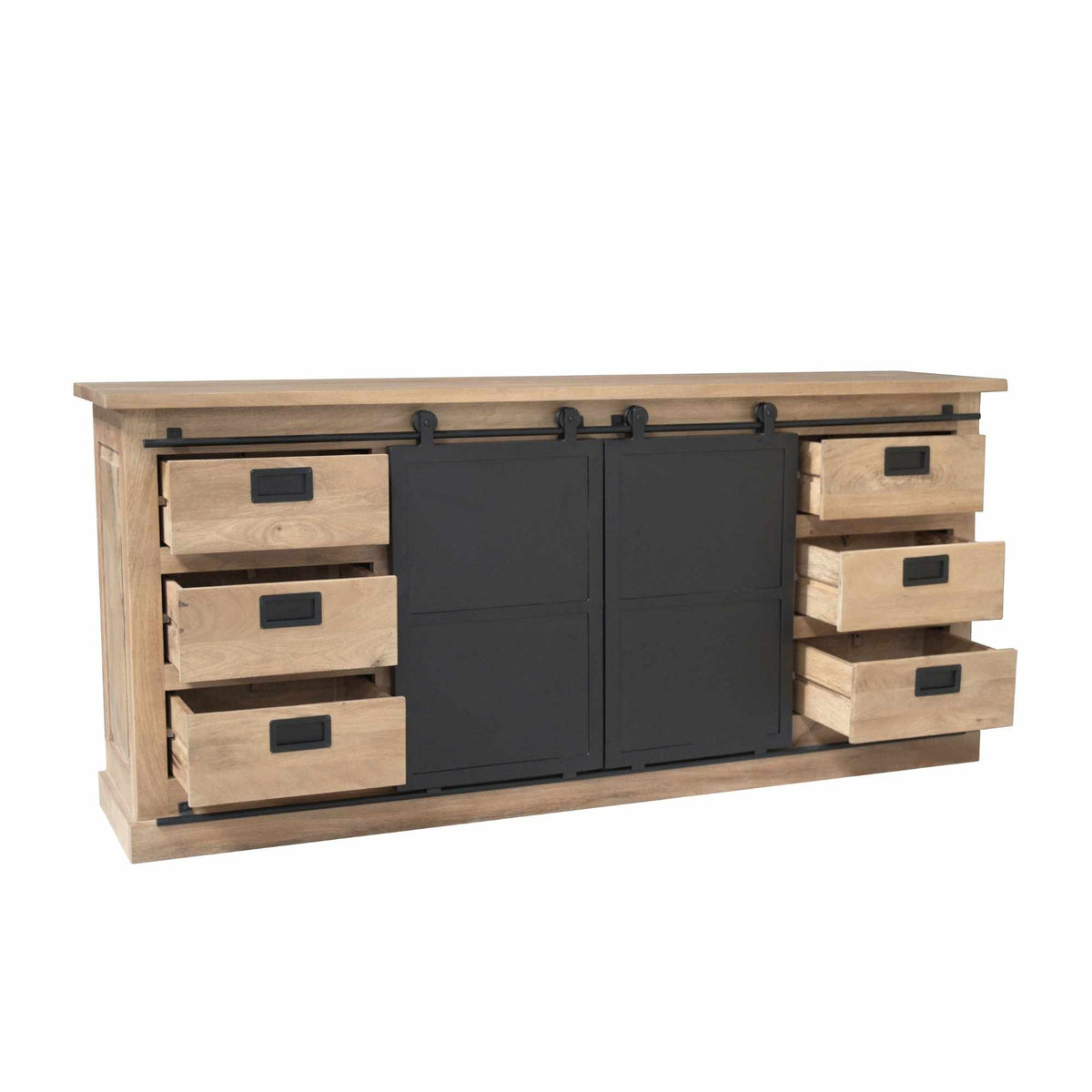 Dressoir Fresno, 200 cm, mangohout, 6 lades