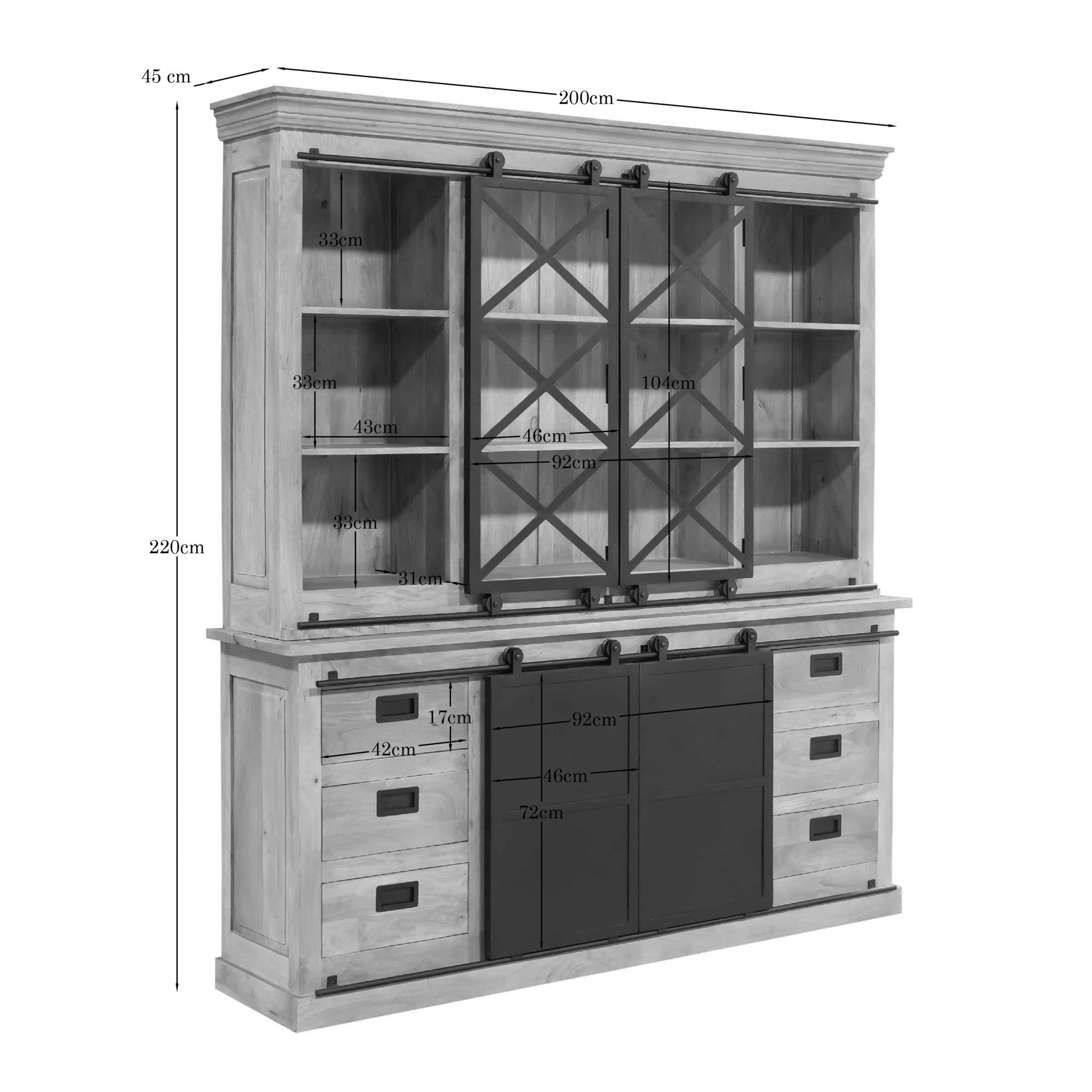 Vitrinekast Fresno XXL| 200 cm