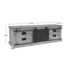 Tv-meubel Fresno, 155 cm, naturel mangohout en zwart metaal