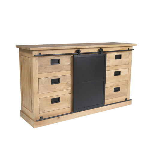 Dressoir Fresno, 160 cm, mangohout, 6 lades