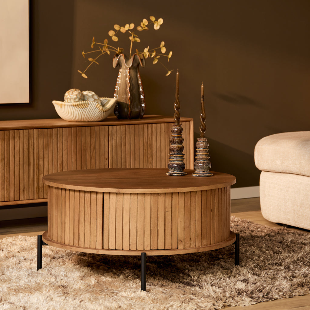 Salontafel Madison, Ø 80 cm, rond, naturel mangohout