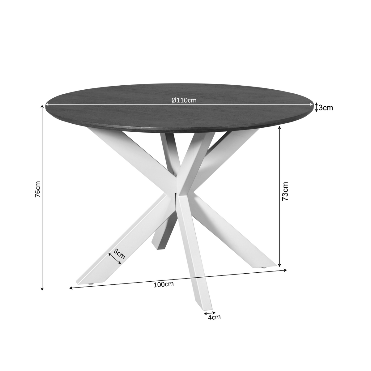 Eettafel Madison, Ø 110 cm, rond, naturel mangohout
