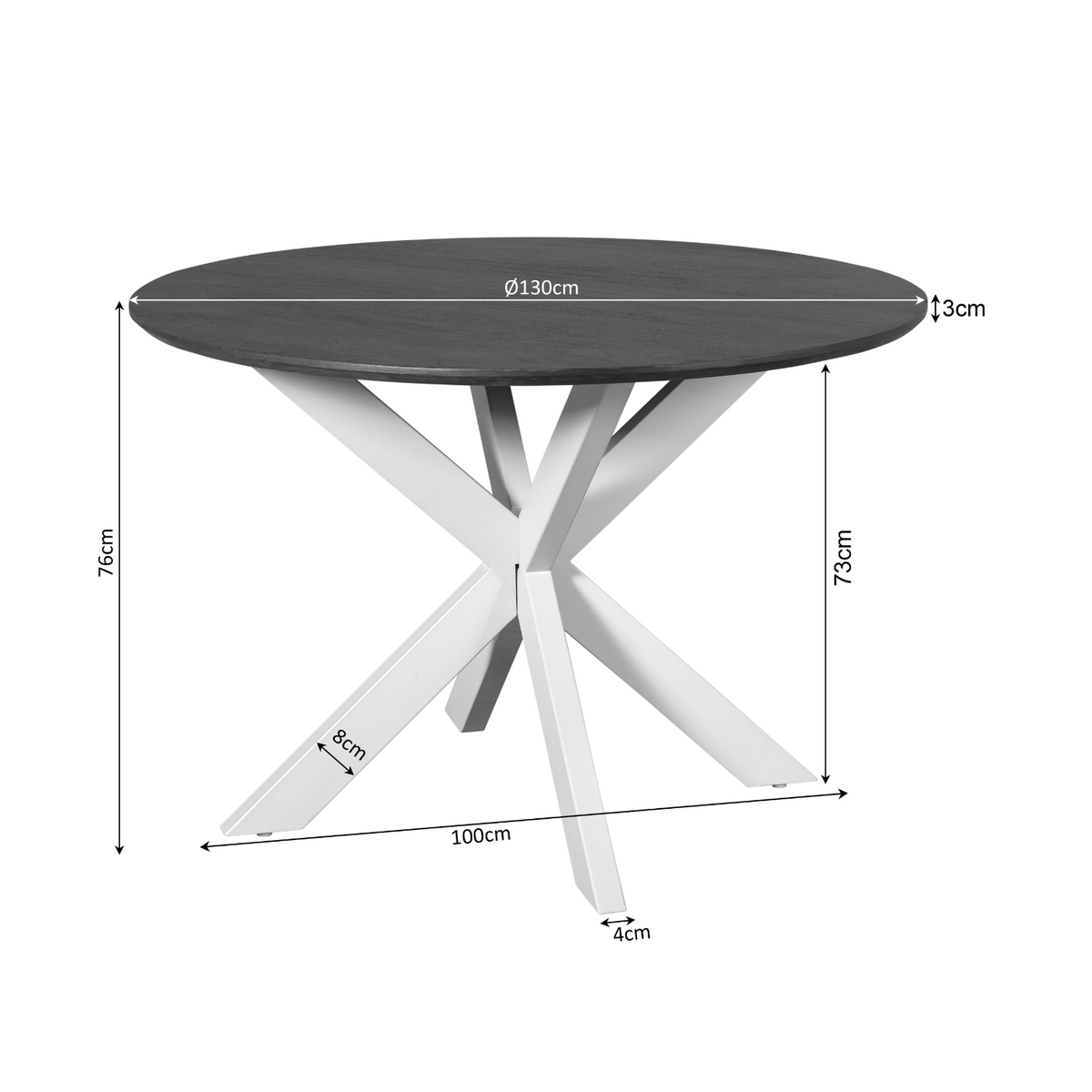 Eettafel Madison, Ø 130 cm, rond, naturel mangohout