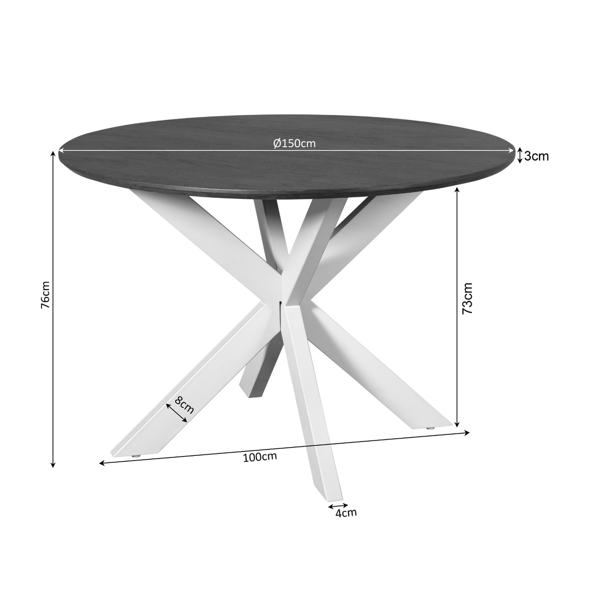 Eettafel Madison, Ø 150 cm, rond, naturel mangohout