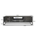 Tv-meubel New York, 165 cm, zwart mangohout, visgraat