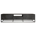 Tv-meubel New York, 210 cm, zwart mangohout, visgraat