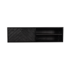 Zwevend tv-meubel New York, 120 cm, zwart mangohout, visgraat