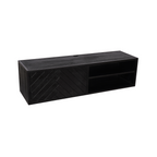 Zwevend tv-meubel New York, 120 cm, zwart mangohout, visgraat