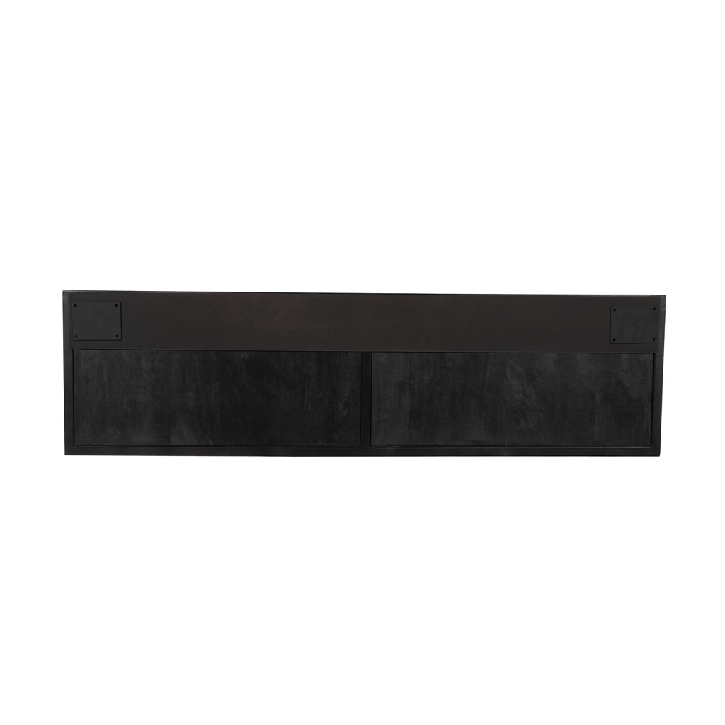 Zwevend tv-meubel New York, 120 cm, zwart mangohout, visgraat