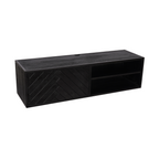 Zwevend tv-meubel New York, 120 cm, zwart mangohout, visgraat