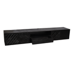Zwevend tv-meubel New York, 200 cm, zwart mangohout, visgraat