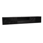Zwevend tv-meubel New York, 240 cm, zwart mangohout, visgraat