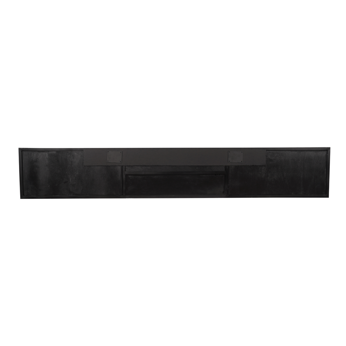 Zwevend tv-meubel New York, 240 cm, zwart mangohout, visgraat