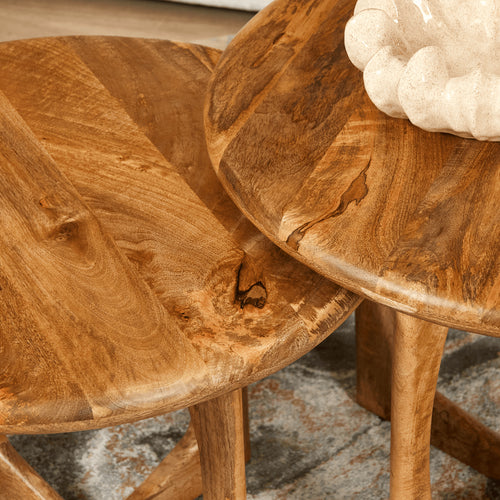 Bijzettafel Milou, Ø 60 cm, naturel mangohout
