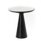 Bijzettafel Essy, Ø 38 cm, marmer met zwarte poot