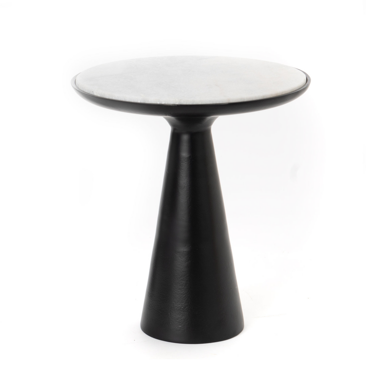 Bijzettafel Essy, Ø 38 cm, marmer met zwarte poot