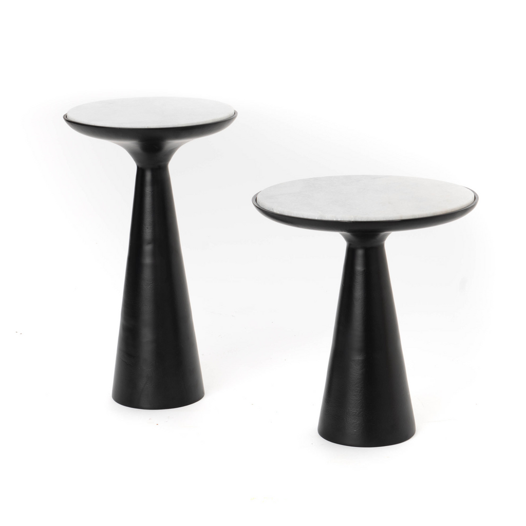 Bijzettafel Essy, Ø 38 cm, marmer met zwarte poot