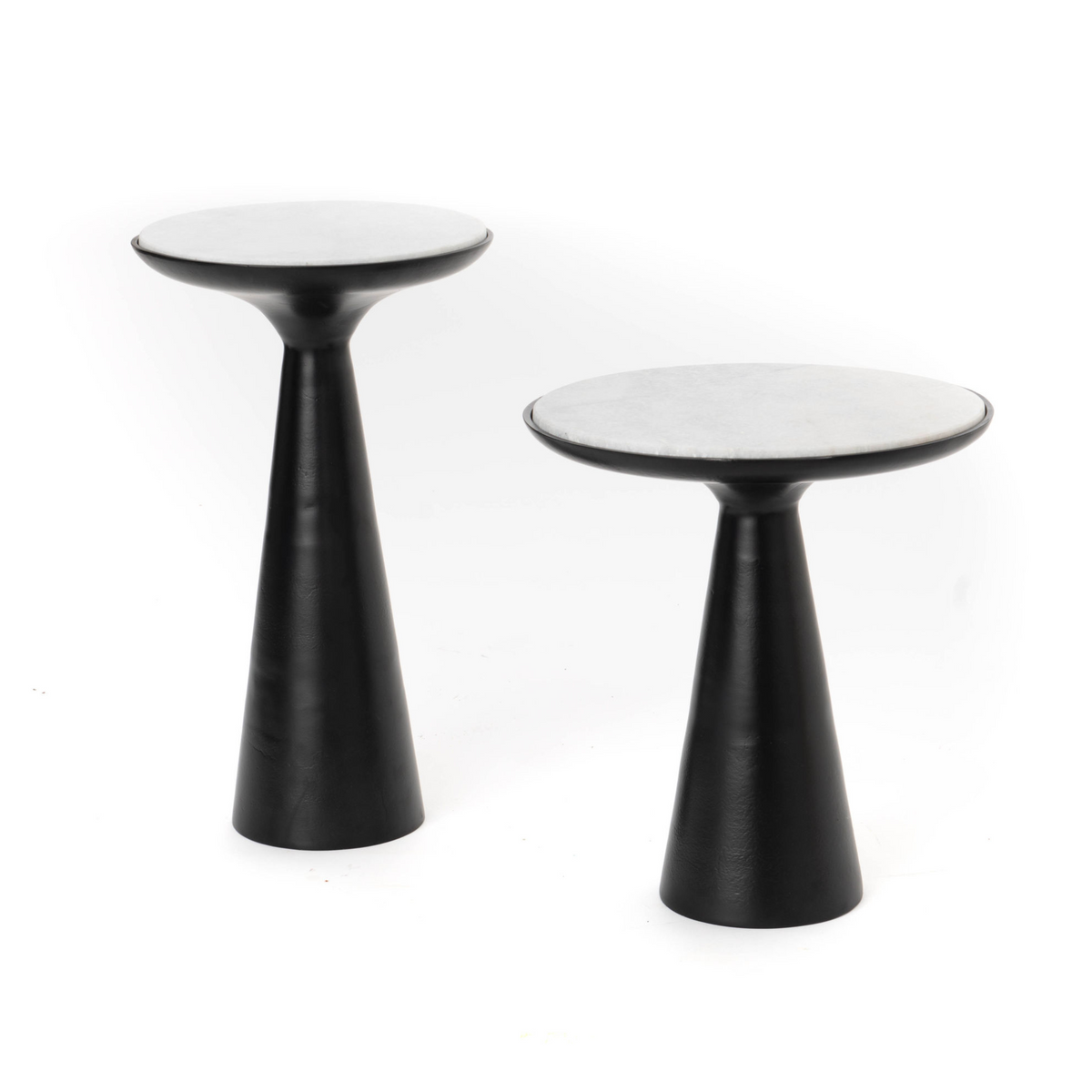 Bijzettafel Essy, Ø 38 cm, marmer met zwarte poot