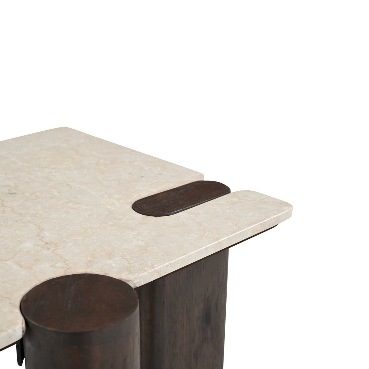 Bijzettafel Maeve, 57 x 50 cm, marmer en bruin mangohout