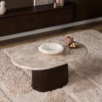 Salontafel Noel, 90 x 60 cm, ovaal, grijs marmer