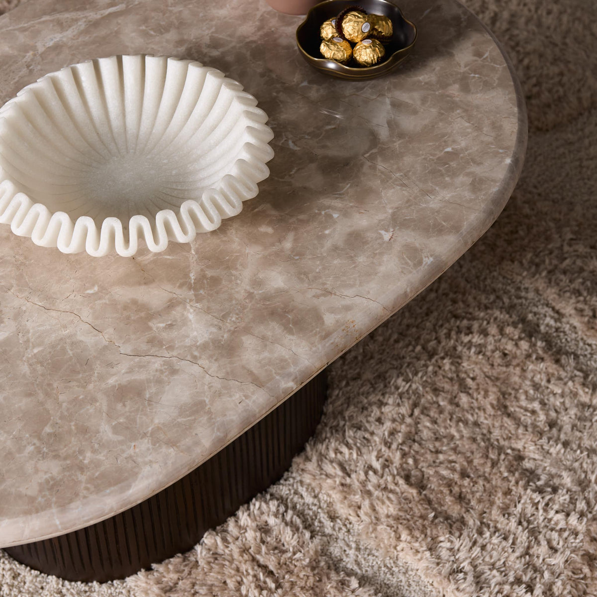 Salontafel Noel, 90 x 60 cm, ovaal, grijs marmer