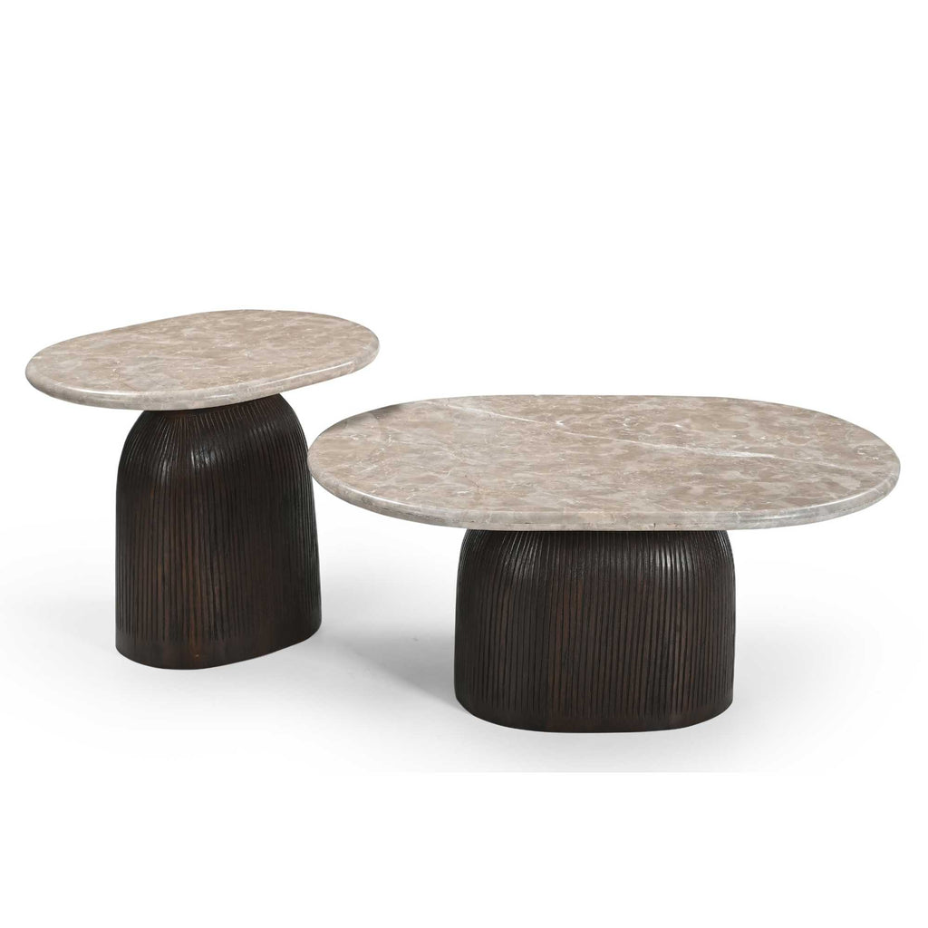 Salontafel Noel, 90 x 60 cm, ovaal, grijs marmer