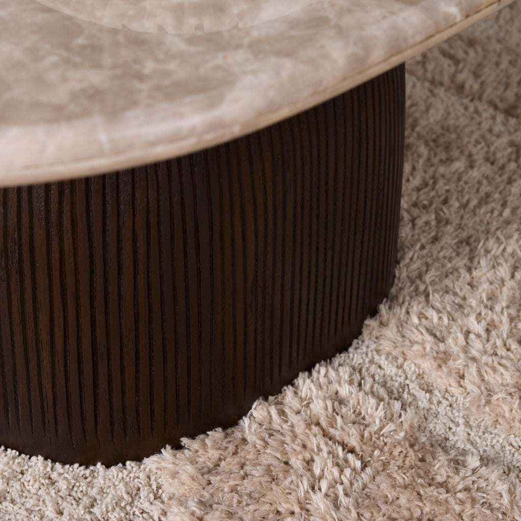 Salontafel Noel, 90 x 60 cm, ovaal, grijs marmer