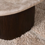 Salontafel Noel, 90 x 60 cm, ovaal, grijs marmer