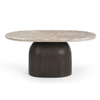 Salontafel Noel, 90 x 60 cm, ovaal, grijs marmer