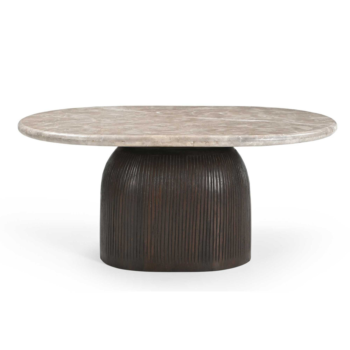 Salontafel Noel, 90 x 60 cm, ovaal, grijs marmer