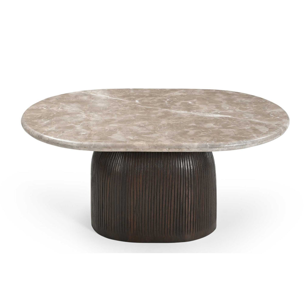 Salontafel Noel, 90 x 60 cm, ovaal, grijs marmer