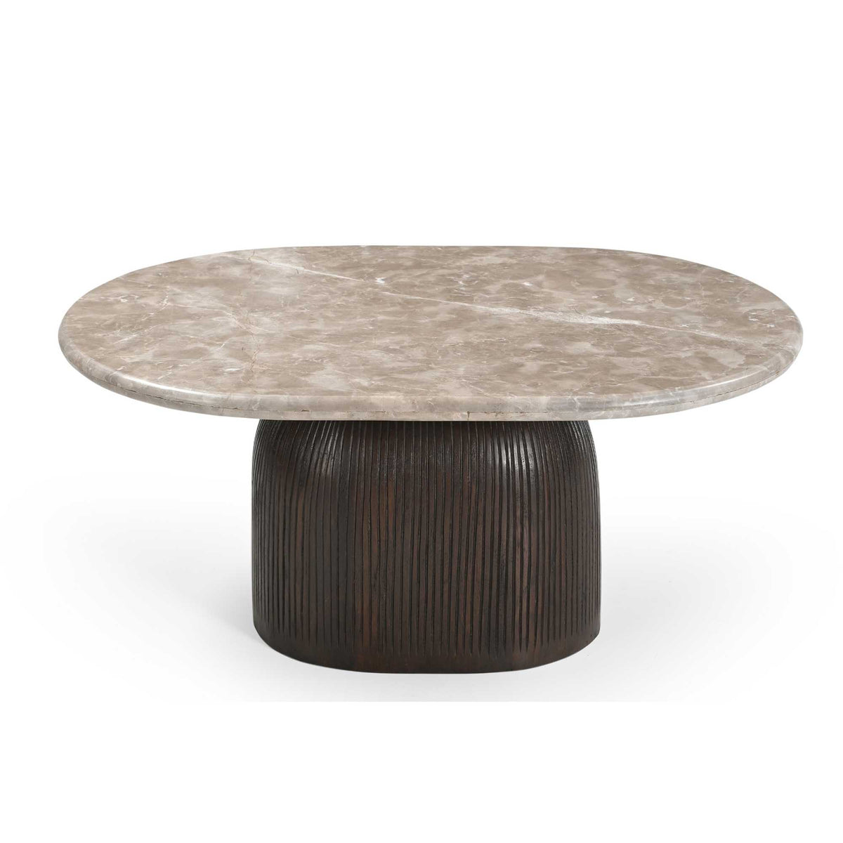 Salontafel Noel, 90 x 60 cm, ovaal, grijs marmer