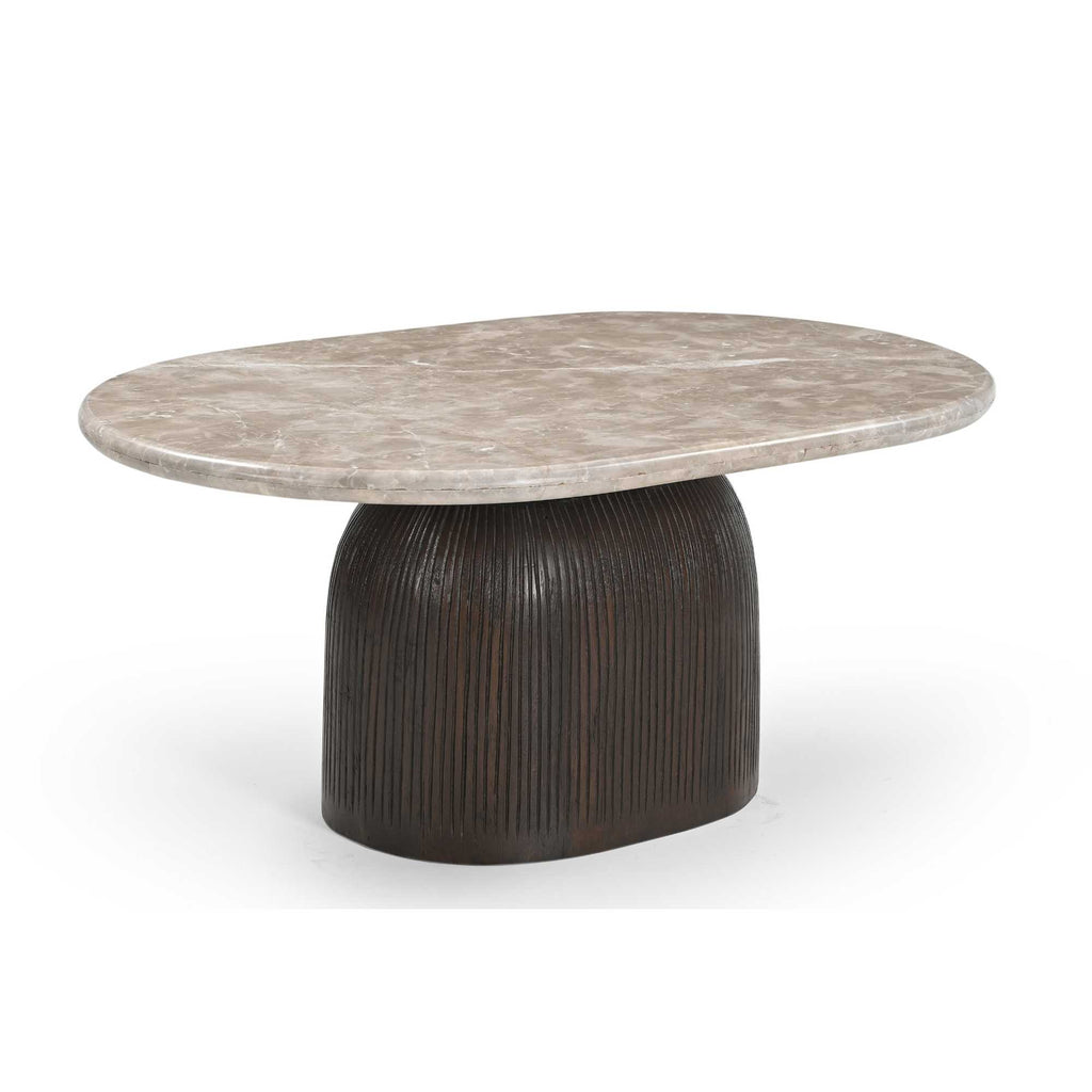Salontafel Noel, 90 x 60 cm, ovaal, grijs marmer