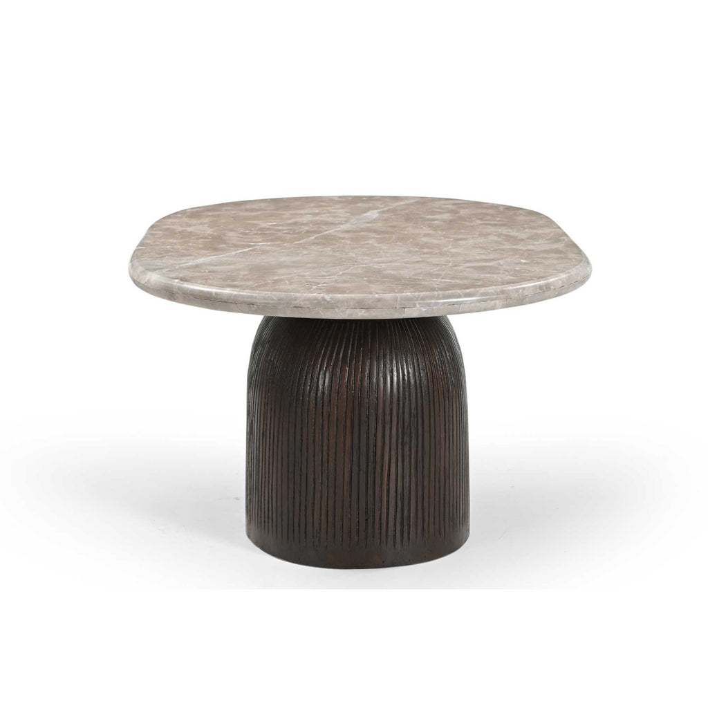 Salontafel Noel, 90 x 60 cm, ovaal, grijs marmer